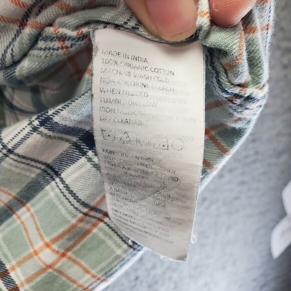 Prana Shirt Womens Small Green Plaid Flannel Organic Cotton Button Up - Picture 4 of 9